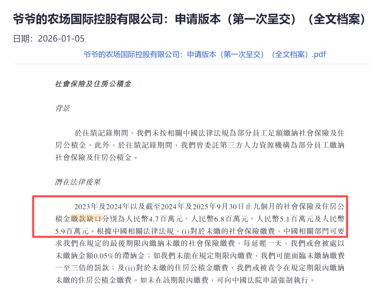 欠缴1740万社保、公积金“假洋牌”爷爷的农场冲刺上市(图1)